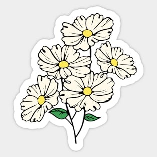 White Daisy floral Hand Drawn Gardening Gift Sticker